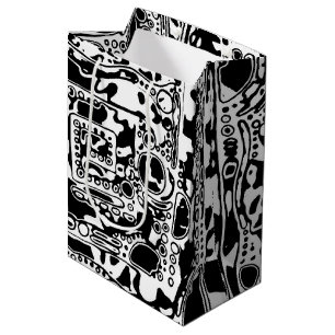 Sac Cadeau Moyen Black and White Geometric Art 25