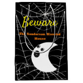 Sac Cadeau Moyen Black avec White Spider Webs et mignon Fantôme mod (Devant)