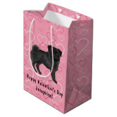 Sac Cadeau Moyen Black Carlin Chien Cartoon Mops Love Heart Motif R (Dos Angle)