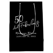 Sac Cadeau Moyen Black Fifty and Fabulous Script Birthday Party (Dos)