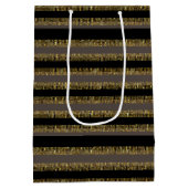 Sac Cadeau Moyen Black Glittery Gold Stripes  (Dos)