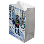 Sac Cadeau Moyen Black Lab Serene Winter Forest Christmas Holiday (Dos Angle)