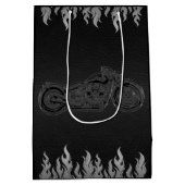 Sac Cadeau Moyen Black Leather Silver Chrome Motorcycle Party (Dos)