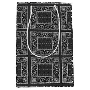 Sac Cadeau Moyen Black Paisley Bandana Anniversaire Hip hop Rap Éca