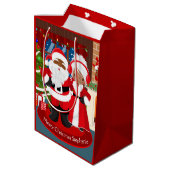 Sac Cadeau Moyen Black Père Noël et Mme Claus (Dos Angle)