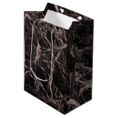 Sac Cadeau Moyen Black & Rose Gold Pink Parties scintillant Marble (Devant Angle)