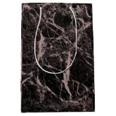 Sac Cadeau Moyen Black & Rose Gold Pink Parties scintillant Marble (Devant)