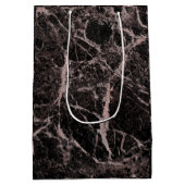 Sac Cadeau Moyen Black & Rose Gold Pink Parties scintillant Marble (Dos)