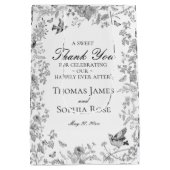 Sac Cadeau Moyen Black Toile De Jouy Floral Wedding Party Favors (Dos)