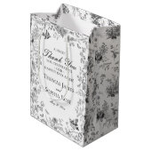 Sac Cadeau Moyen Black Toile De Jouy Floral Wedding Party Favors (Dos Angle)