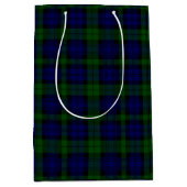 Sac Cadeau Moyen Black Watch Tartan bleu vert Plaid (Devant)