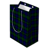 Sac Cadeau Moyen Black Watch Tartan bleu vert Plaid (Dos Angle)