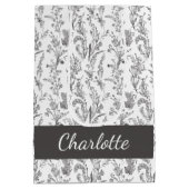 Sac Cadeau Moyen Black White Toile Floral Custom Name (Dos)
