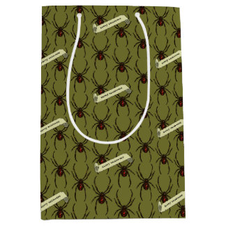 Sac Cadeau Moyen Black Widow Spider Halloween Pixel Art Pattern