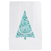 Sac Cadeau Moyen Blanc Aqua Bleu sapin de Noël (Dos)
