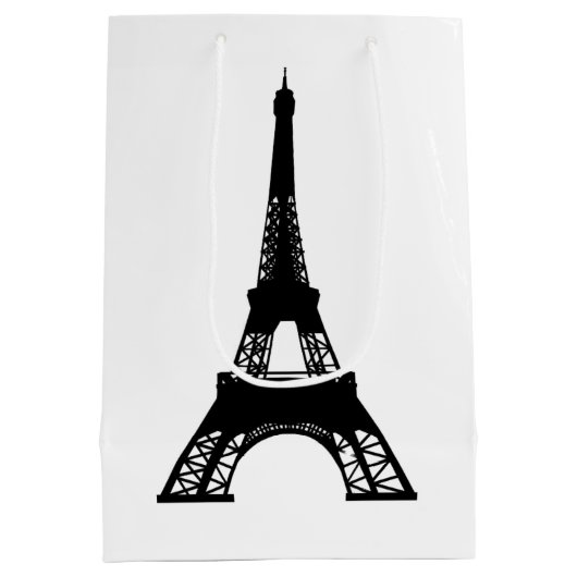 Sac Cadeau Moyen Blanc de noir de Tour Eiffel de Paris (Dos)