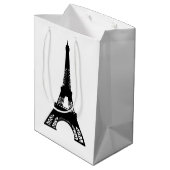 Sac Cadeau Moyen Blanc de noir de Tour Eiffel de Paris (Dos Angle)