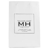 Sac Cadeau Moyen Blanc Moderne & Noir Professionnel des Affaires (Devant)