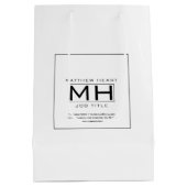 Sac Cadeau Moyen Blanc Moderne & Noir Professionnel des Affaires (Dos)