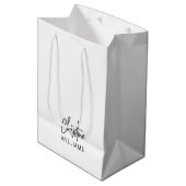 Sac Cadeau Moyen Blanc Monogramme Manuscrit Signature (Devant Angle)