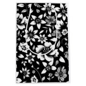 Sac Cadeau Moyen Blanc noir Feuilles floraux modernes soufflant (Devant)