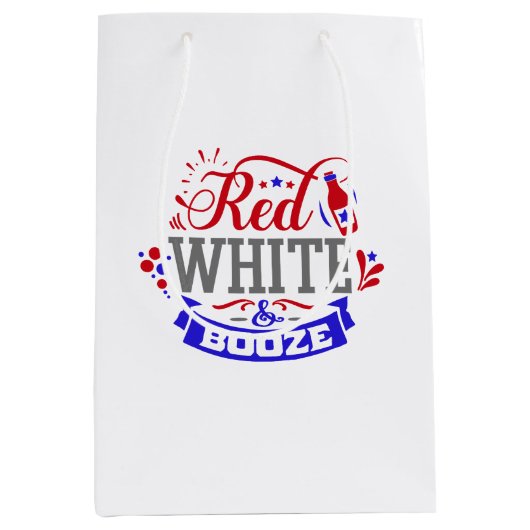 Sac Cadeau Moyen Blanc rouge et Booze (Devant)