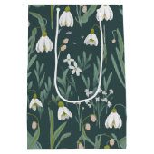 Sac Cadeau Moyen Blancs De Neige Fleurs Sur Vert (Dos)