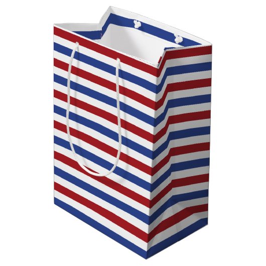 Sac Cadeau Moyen Blancs rouges et bleus (Dos Angle)