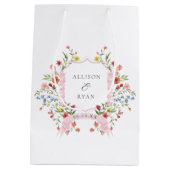 Sac Cadeau Moyen Blason de mariage de jardin fantaisiste Monogramme (Dos)