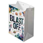 Sac Cadeau Moyen Blast Off Space Boy Astronaut fête d'anniversaire (Devant Angle)