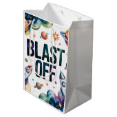 Sac Cadeau Moyen Blast Off Space Boy Astronaut fête d'anniversaire (Dos Angle)