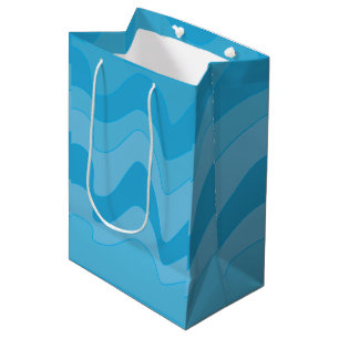 Sac Cadeau Moyen Bleu à bandes ondulées