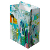 Sac Cadeau Moyen Bleu Abstrait (Devant Angle)