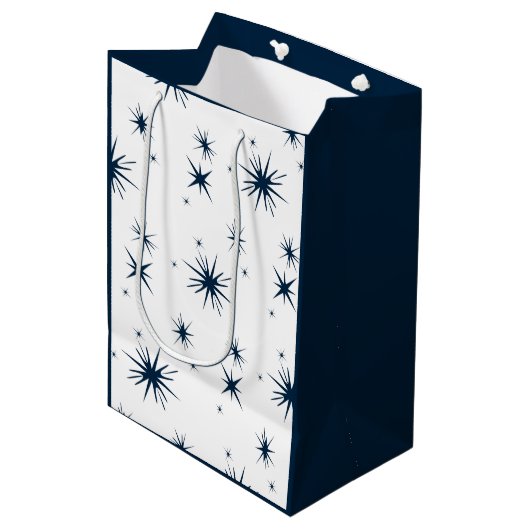 Sac Cadeau Moyen Bleu blanc Ciel d'étoiles (Devant Angle)