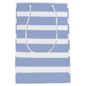 Sac Cadeau Moyen Bleu Blanc Été Rayure Côtière (Devant)