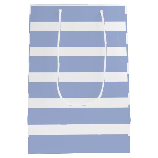 Sac Cadeau Moyen Bleu Blanc Été Rayure Côtière (Dos)