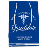 Sac Cadeau Moyen Bleu Blanc Médicale de l'école Graduation Party (Devant)