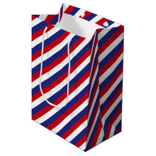 Sac Cadeau Moyen Bleu blanc Patriotique Bleu Diagonale