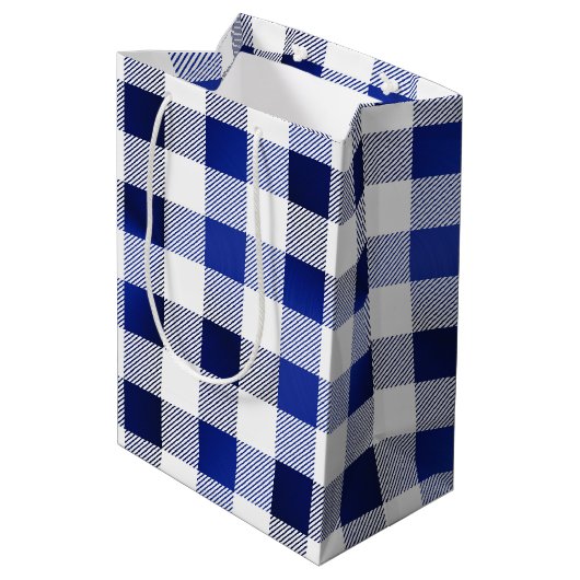 Sac Cadeau Moyen Bleu Bleu Bleu Bleu Buffle Plaid (Dos Angle)