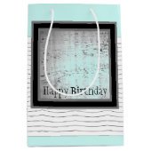 Sac Cadeau Moyen Bleu Clair Noir Et Blanc (Devant)