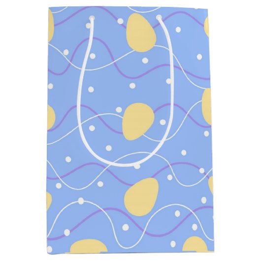 Sac Cadeau Moyen Bleu de Pâques minimal, vert et jaune (Devant)