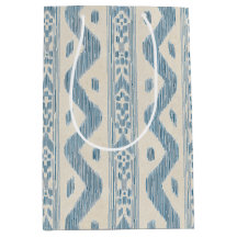 Bleu doux et Ikat crème, aspect tissé
