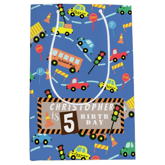 Sac Cadeau Moyen Bleu du transport (Devant)