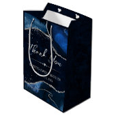 Sac Cadeau Moyen Bleu et Argent Faux Parties scintillant Agate Swee (Dos Angle)