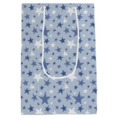 Sac Cadeau Moyen Bleu Et Blanc Étoiles D'Hiver (Dos)