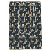 Sac Cadeau Moyen Bleu et or Ramadan et Aïd (Dos)