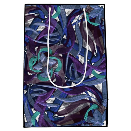 Sac Cadeau Moyen Bleu et Turquoise (Dos)