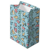 Sac Cadeau Moyen Bleu Feuille Pastel (Devant Angle)