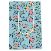 Sac Cadeau Moyen Bleu Feuille Pastel (Dos)