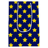 Sac Cadeau Moyen Bleu Jaune Etoiles Motif (Dos)